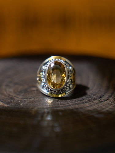 Citrine Silver Ring Wealth Attracting Spiritual Healing Jewelry