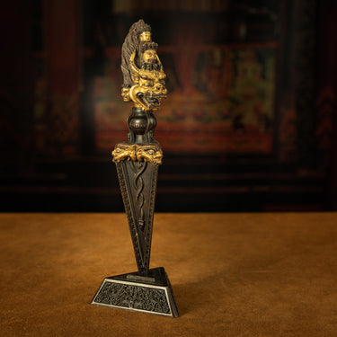 Tibetan Vajra Sword - Qing Dynasty Three-Faced Mahakala Protector Dagger