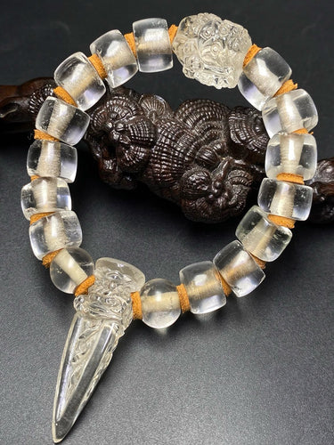 Vajra Buddhist beads White crystal bracelet