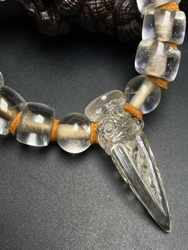 Vajra Buddhist beads White crystal bracelet
