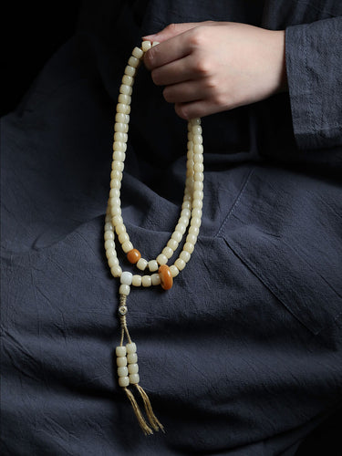 Natural White Jade Bodhi Bead Bracelet & Necklace – With Protective Energy