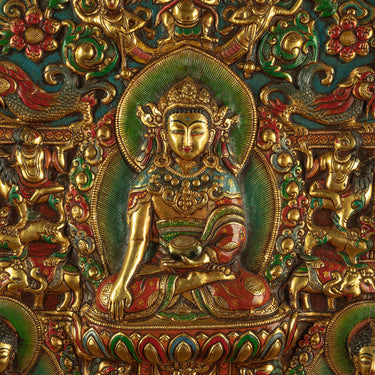Radiance of Compassion – 19th Century Gilt Copper Jowo Buddha Wall Thangka