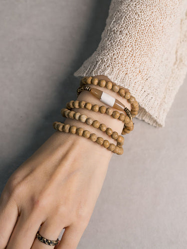 Serenity Agate & Relic Stone Bracelet with Brass Accents