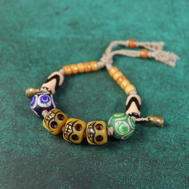 【Unique Item】Powerful tiger tooth, prayer Dzi beads bracelet