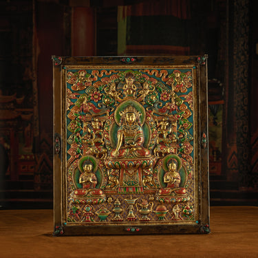 Radiance of Compassion – 19th Century Gilt Copper Jowo Buddha Wall Thangka