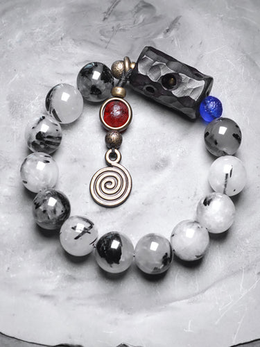 Guardian Energy Bracelet with Black Rutilated Quartz, Ebony & Glaze