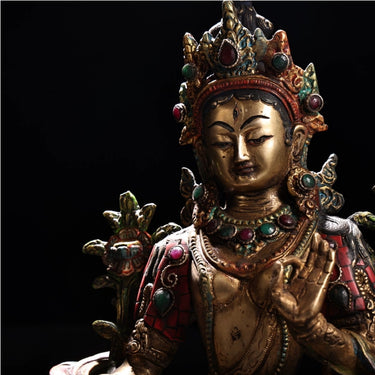 白度母——纯铜手工镶嵌宝石彩绘 puretibetan