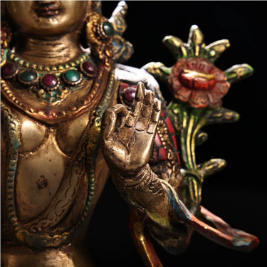 白度母——纯铜手工镶嵌宝石彩绘 puretibetan