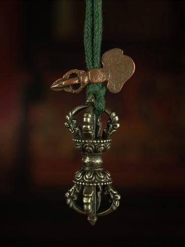 Qing Dynasty Style Five-Pronged Vajra Pendant | Portable Ritual Tool in White Lima Copper