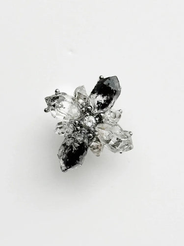 Clarity Guardian Clear Quartz Studs | Winter Bloom Sterling Silver Design