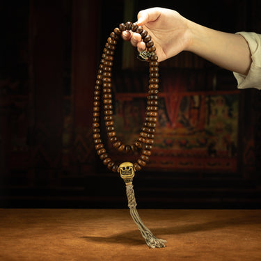 Sacred Lotus: Qing Dynasty Bodhi Seed 108 Mala Necklace