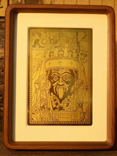 Solid Gold Crafted Art Frame: Zakirmala's Sacred Blessing Gift - Guardian Tabletop Ornament - Kailash Energy