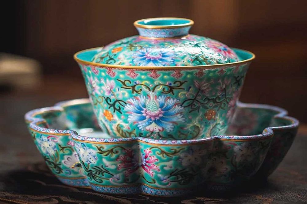 Artistic Intricacy: Marveling at the Detailing in Turquoise Tea Bowls