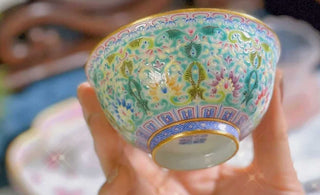 Enchanting Craftsmanship: The Meticulous Detailing in Enamel Turquoise Tea Cups