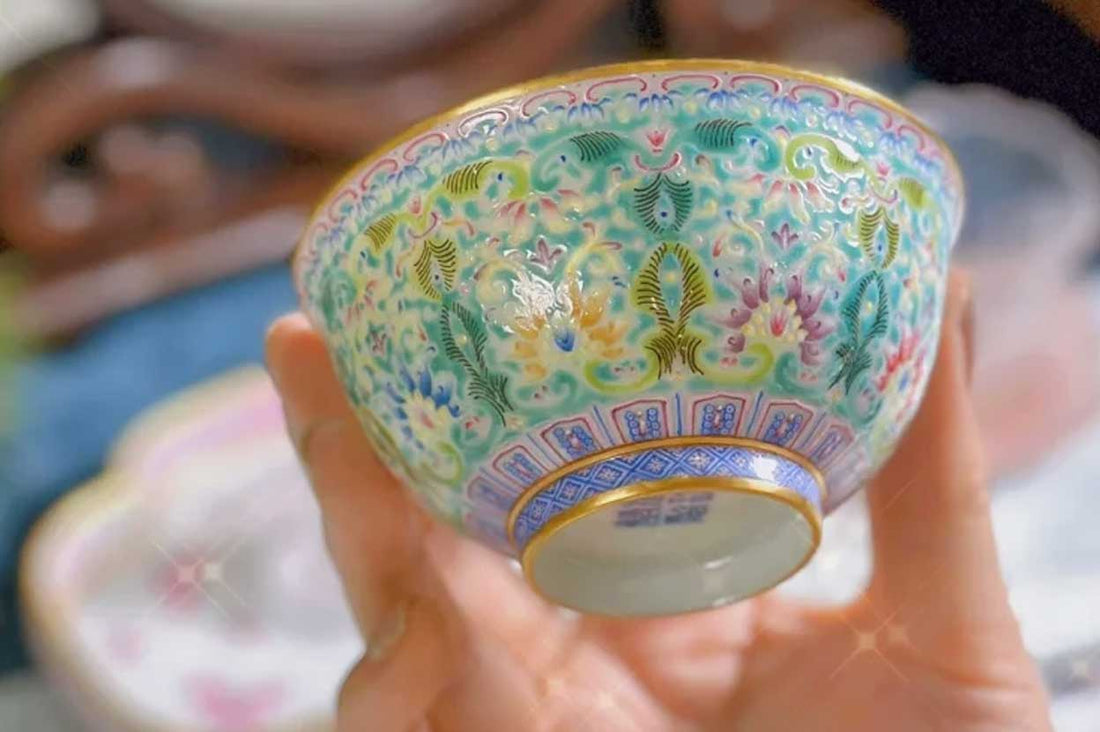 Enchanting Craftsmanship: The Meticulous Detailing in Enamel Turquoise Tea Cups