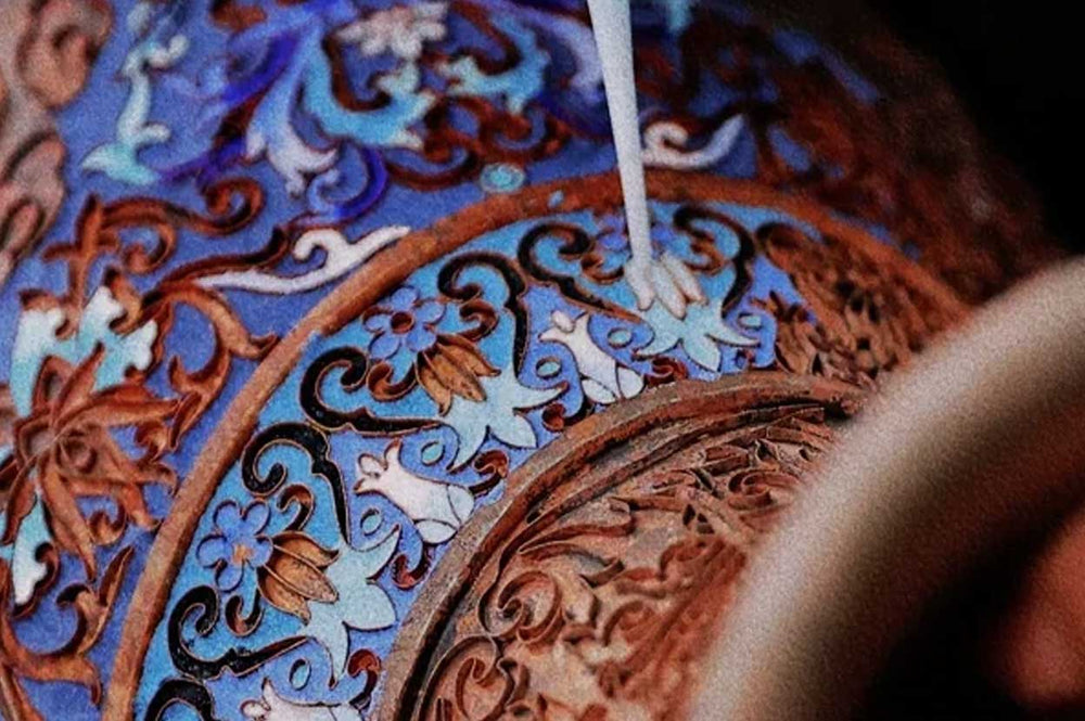 Traditional Craftsmanship of Ming Dynasty Style Lion Pattern Cloisonné Enamel General Jar