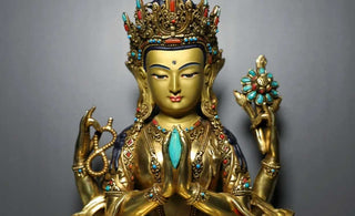 Harmony in Hues: Purple Copper Gilding Painting Buddha