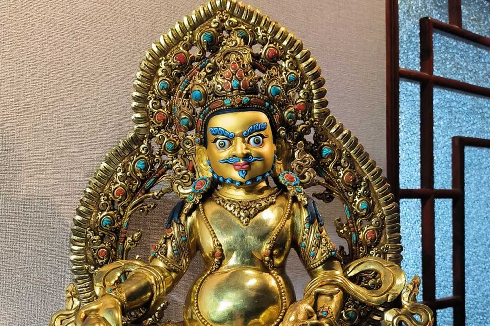Brushstrokes of Tranquility: Painting the Purple Copper  Buddha Statue