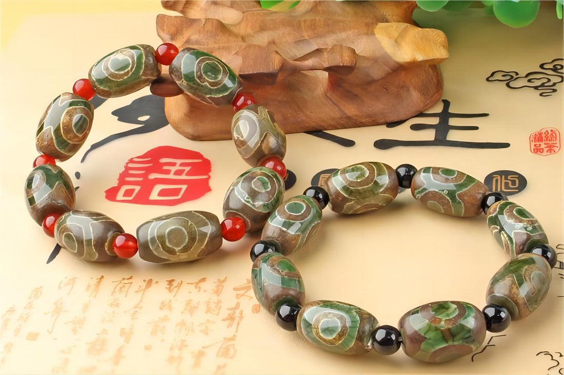 Sacred Symbols: Exploring Tibetan Bracelets with Three-Eyed Dzi Beads