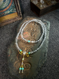 Clear Quartz Turquoise 108 Mala Necklace