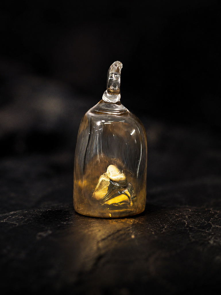 Mount Kailash of Compassion Gold Leaf and Silver Fumed Glass Pendant