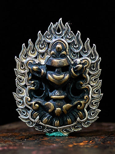 Auspicious Energy Eight Symbols Sterling Silver Thokcha Pendant