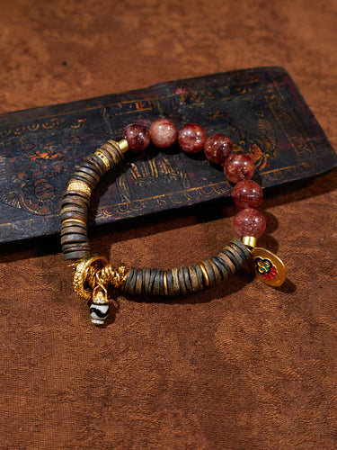 Radiant Serenity Red Garden Quartz & Agarwood Bracelet