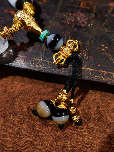 Eternal Flow Water-Wave Dzi & Crystal Agate Necklace