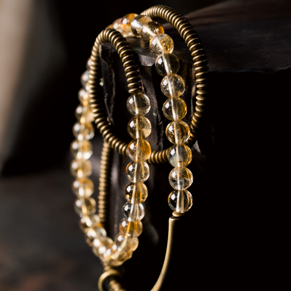 Gold Prosperity Citrine Wrap Bracelet – Energy & Abundance