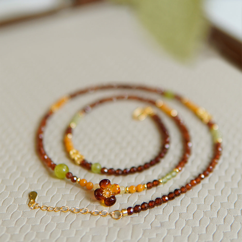 Garnet and Amber Prosperity Bracelet