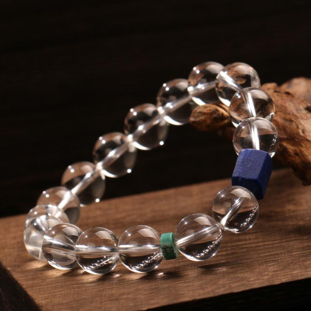 Serene Clarity Clear Quartz & Lapis Lazuli Bracelet – Inner Peace & Balance