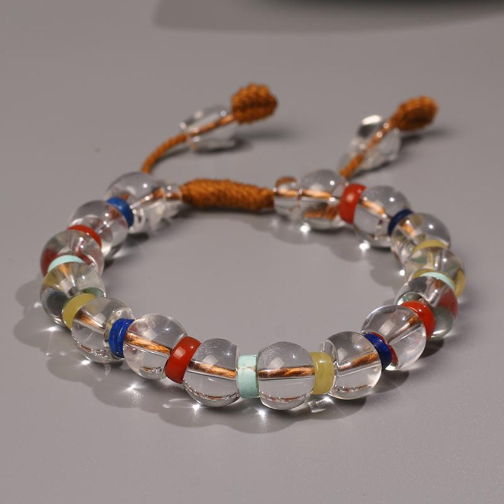 Fortune Flow Bracelet – Clear Quartz,South Red Agate & Amber