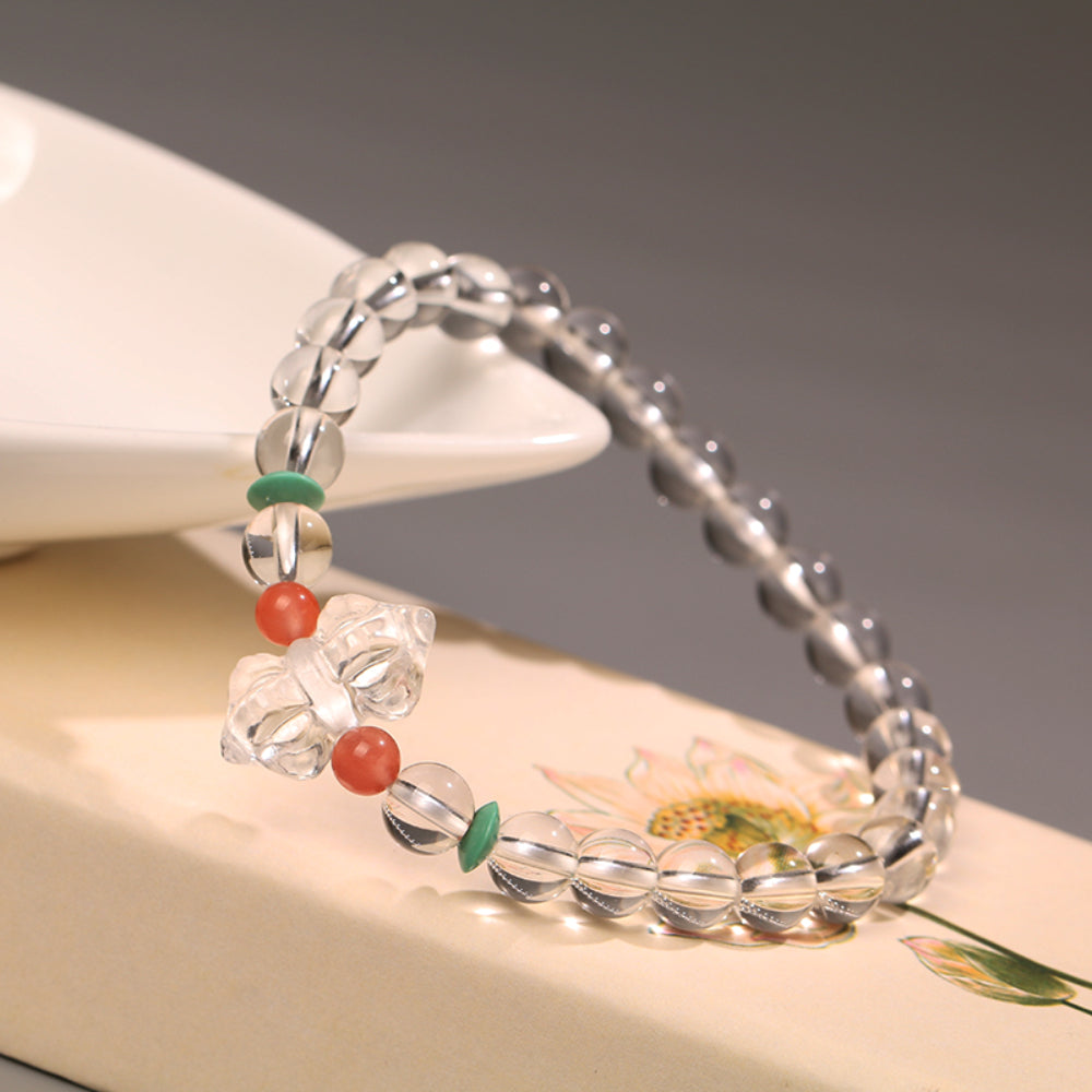 Guardian Shield Clear Quartz & South Red Agate Bracelet – Protective Energy & Strength