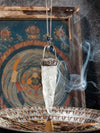 Arch Setting Raw Clear Quartz Aquamarine Sterling Silver Pendant