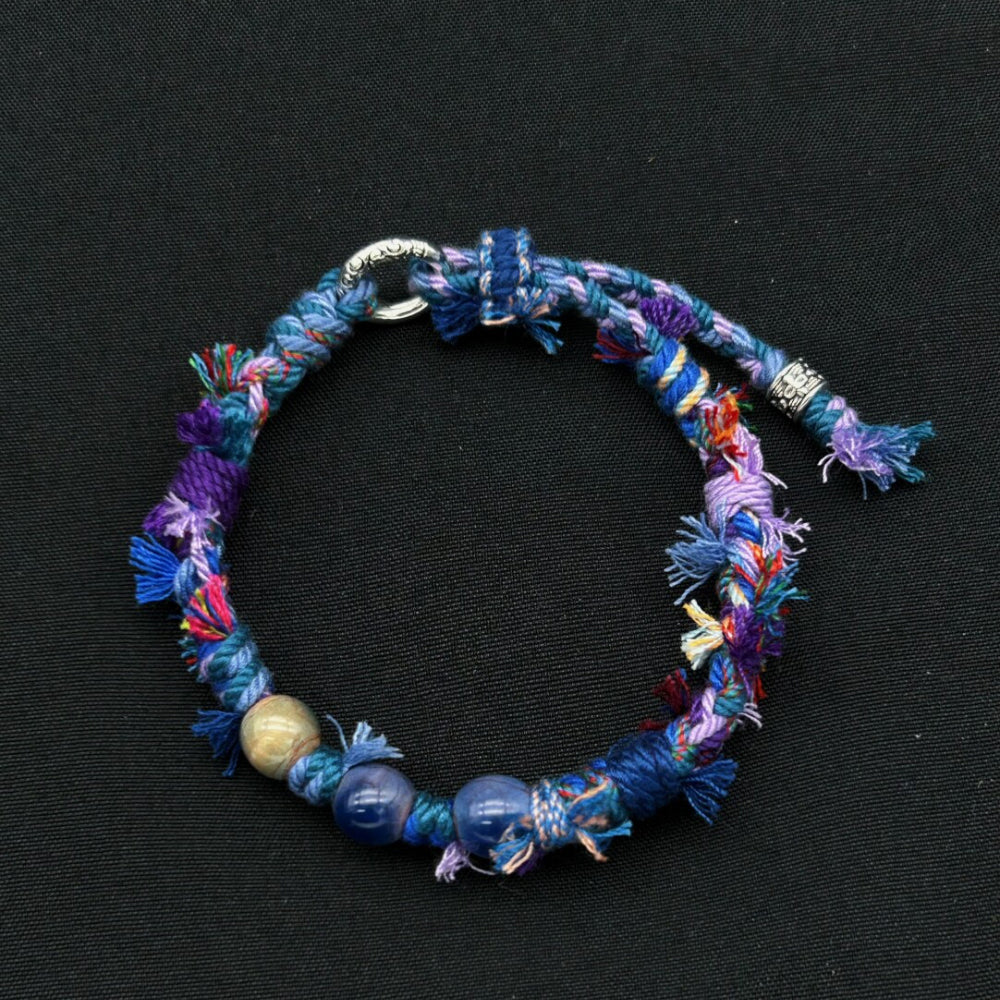 Tibetan Spirit Bracelet - Handwoven Cotton Wristband with Spiritual Beads