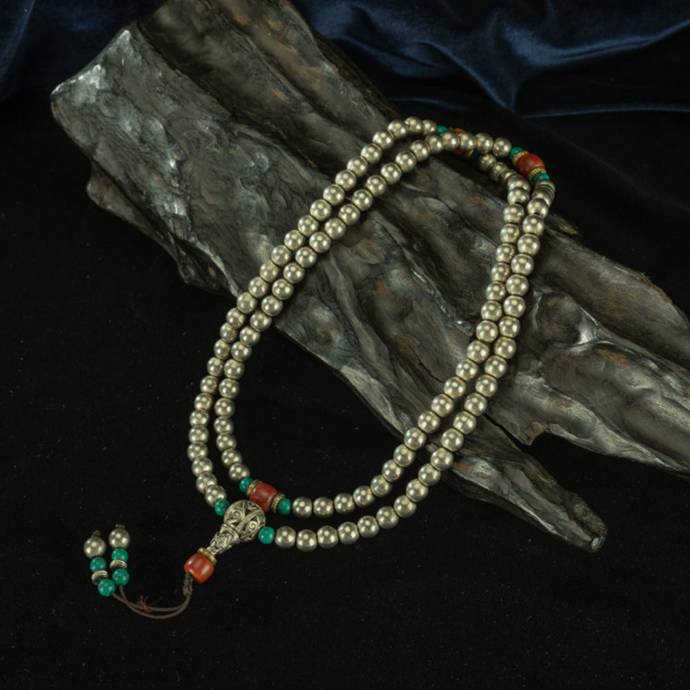 Sacred 108 Beads Tibetan Prayer Necklace for Spiritual Awakening and Protection