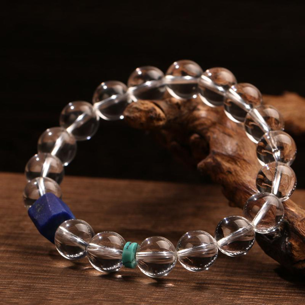 Serene Clarity Clear Quartz & Lapis Lazuli Bracelet – Inner Peace & Balance