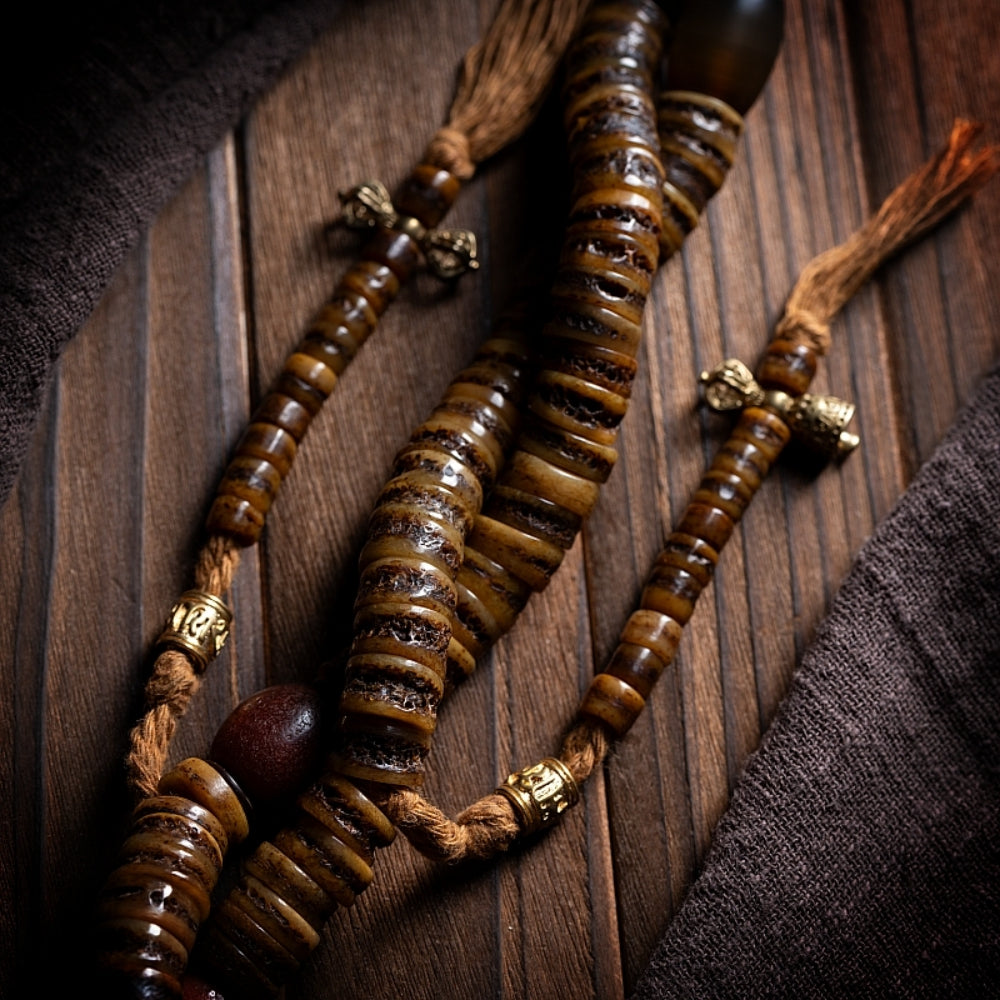 Guardian Spirit Bracelet Yak Bone Agate and Brass