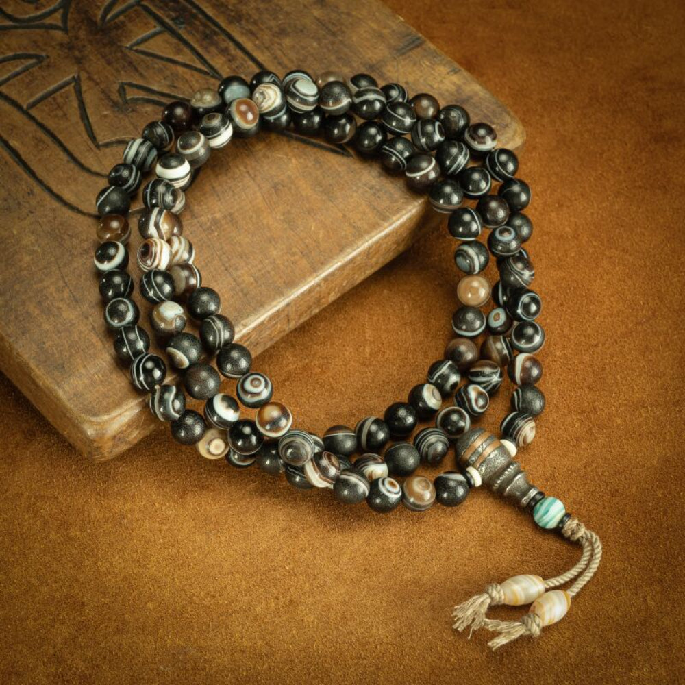 Himalayan Eye of the Buddha 108 Beads Mala Necklace for Spiritual Healing