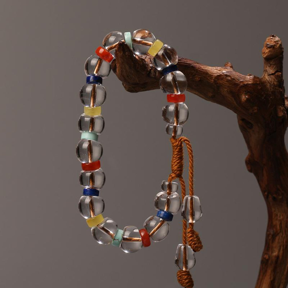 Fortune Flow Bracelet – Clear Quartz,South Red Agate & Amber