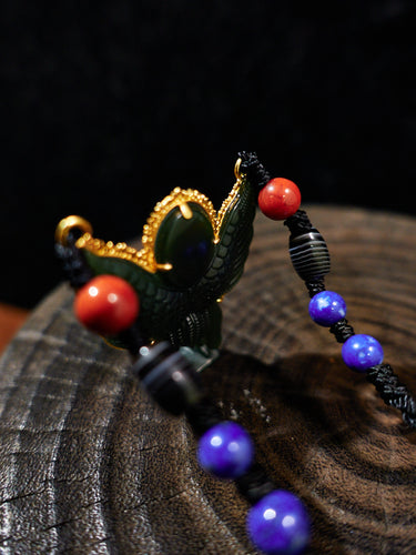 Soaring Garuda Hetian Green Jade 18K Gold Necklace