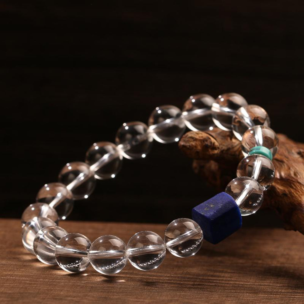 Serene Clarity Clear Quartz & Lapis Lazuli Bracelet – Inner Peace & Balance