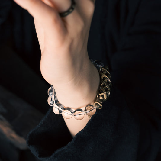 Timeless Clarity Brass  Quartz Bracelet – A Fusion of Strength  Serenity