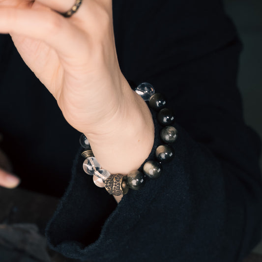 Golden Brilliant Stone Clear Crystal Bracelet