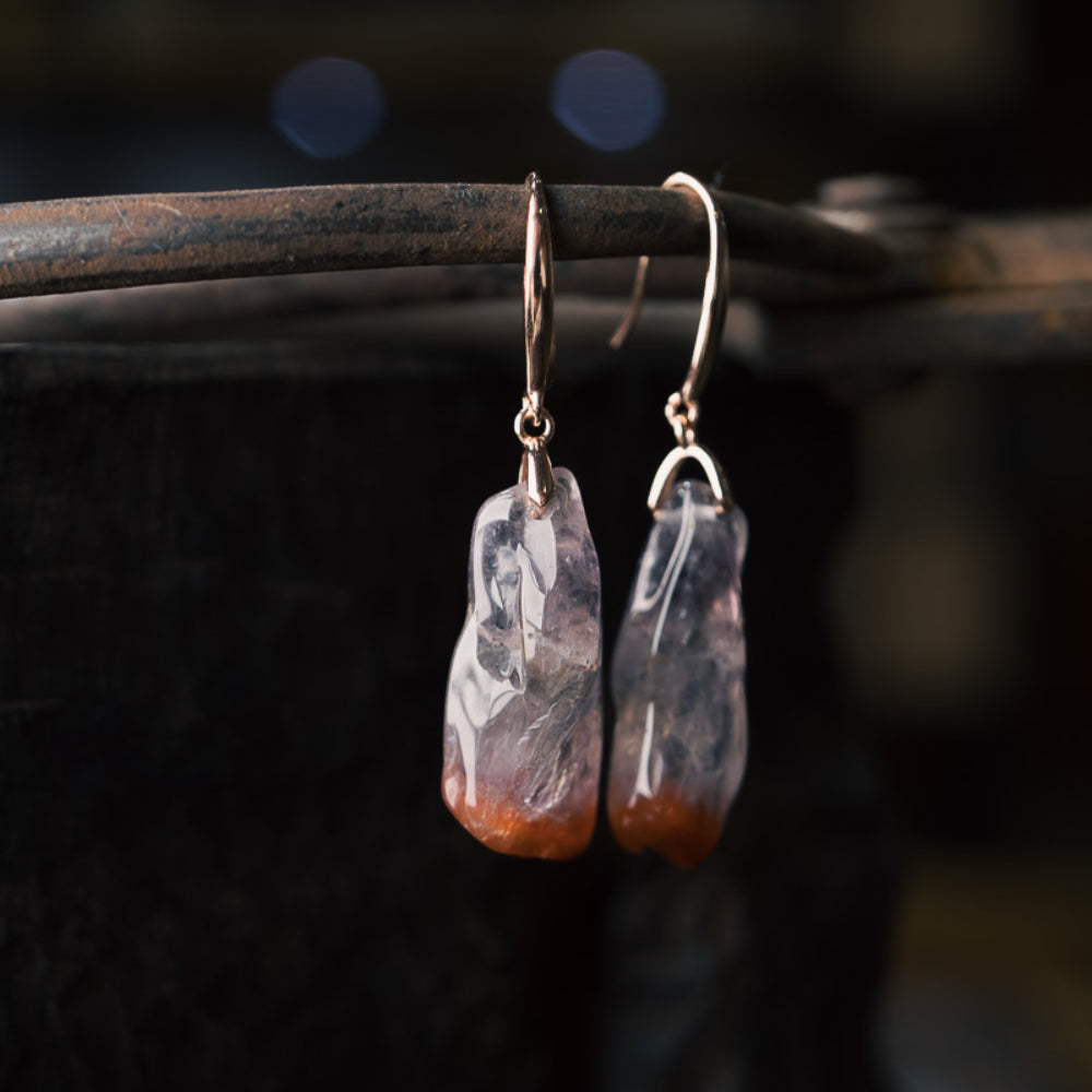 Aurora Rose Crystal Earrings for Luck and Protection