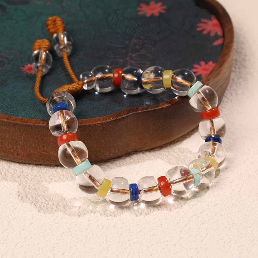 Fortune Flow Bracelet – Clear Quartz,South Red Agate & Amber