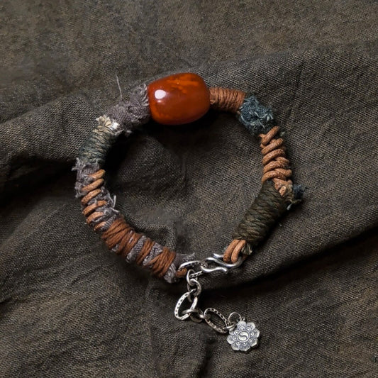 Kailash Energy Heart Harmony Carnelian Handwoven Bracelet