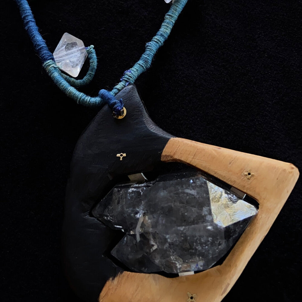 Kailash Energy Primal Force Crystal and Wood Pendant Necklace