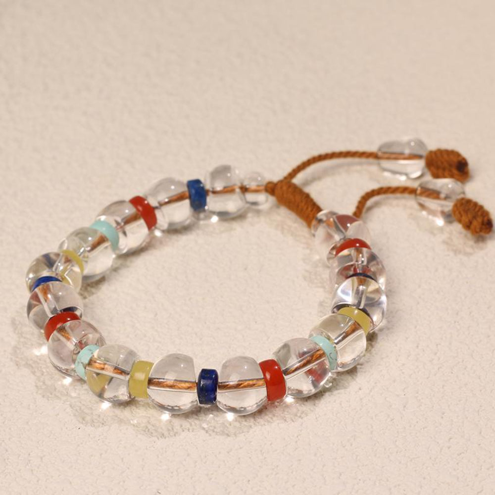 Fortune Flow Bracelet – Clear Quartz,South Red Agate & Amber