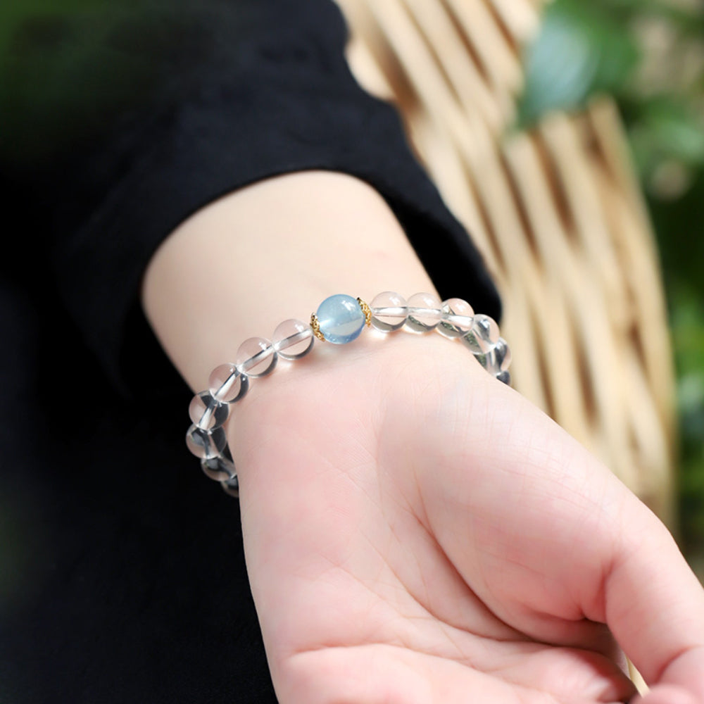 Serenity Crystal Bracelet – Clear Quartz & Aquamarine for Inner Peace